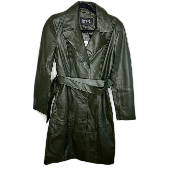 Badgley Mischka Jackets & Blazers - Olive Green Leather Trench Coat Badgley Mischka Women's Size XS NWT $499